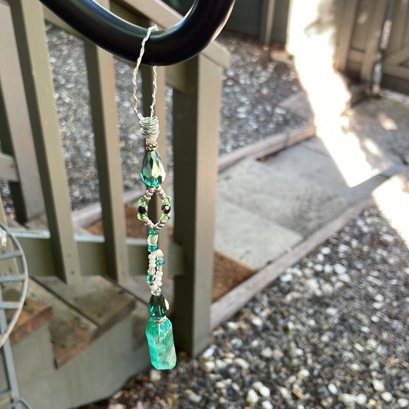 Handmade Artisan Beaded Suncatcher w New & Upcycled Beads & Crystals - Picture 5 of 8